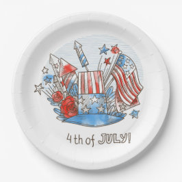 Prato De Papel Placa de papel em 4 de julho