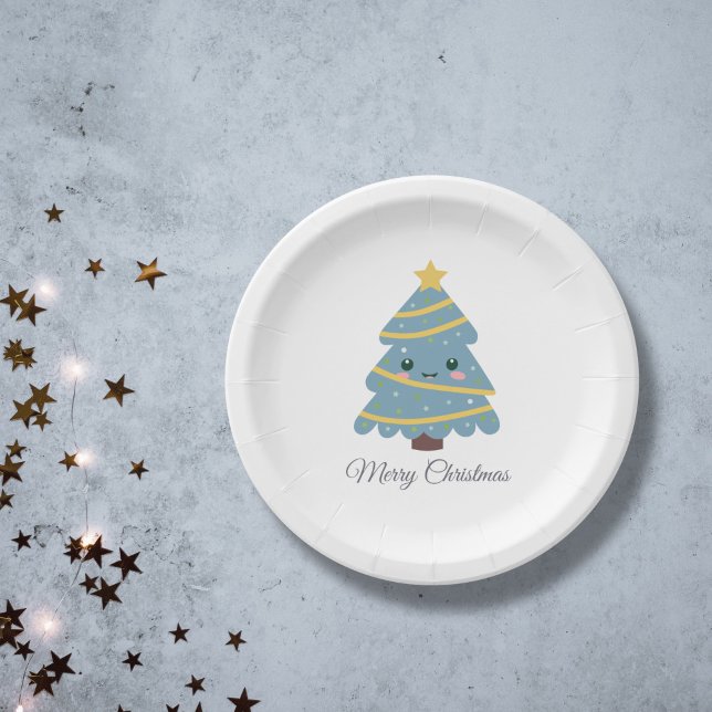 Prato De Papel Placa de papel em árvore de Natal (Cute Christmas Tree Paper Plate)