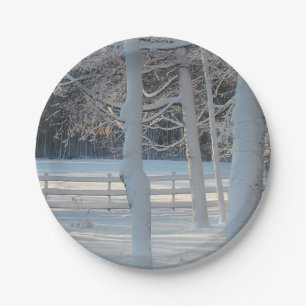Prato De Papel Placa de papel em dezembro de Snowy