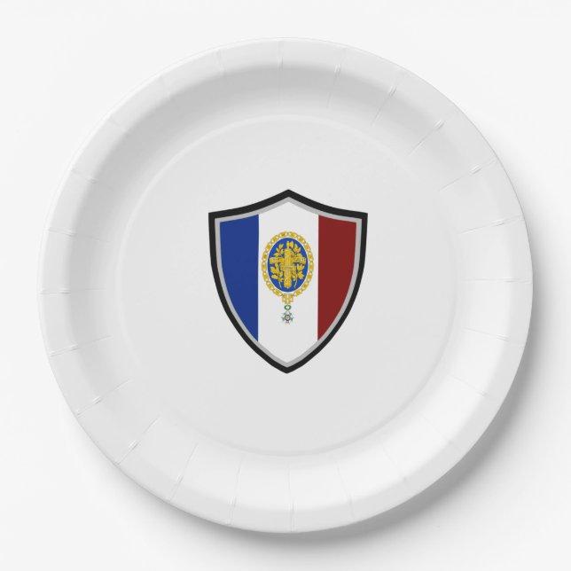 Prato De Papel Placa de papel emblema do escudo francês (Frente)