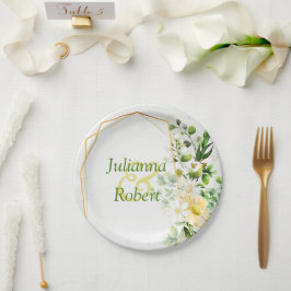 Prato De Papel Placa de papel Eucalipto e margarida