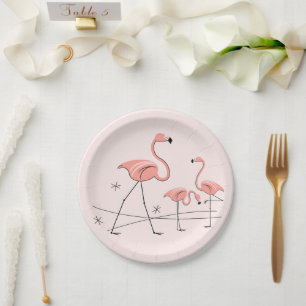 Prato De Papel Placa de papel Flamingos Rosa Trio 2