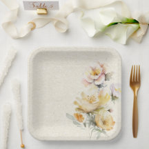 Placa de Papel Floral Amarelo de Verão