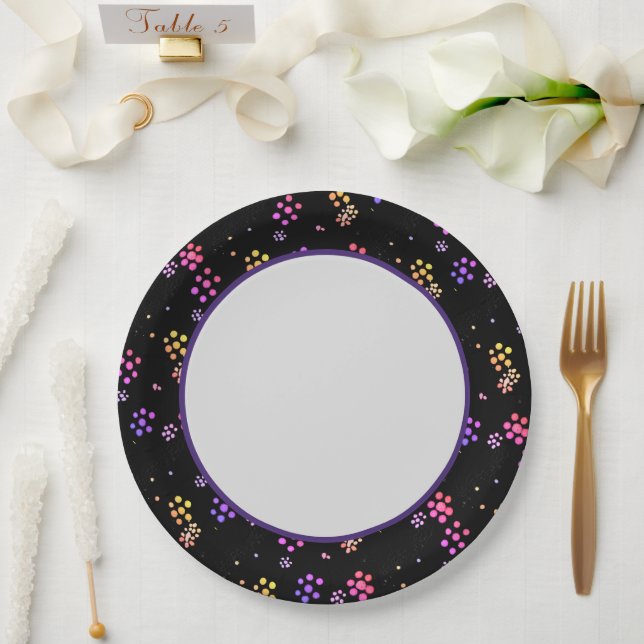 Prato De Papel Placa de papel floral Impressão (Casamento)