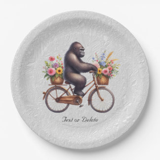 Prato De Papel Placa de Papel Gorila Bicicleta Floral