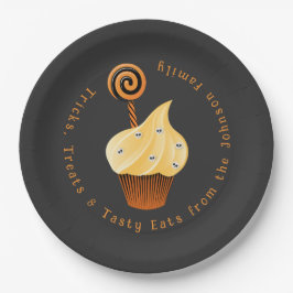 Prato De Papel Placa de Papel Halloween do Nome Personalizado da 