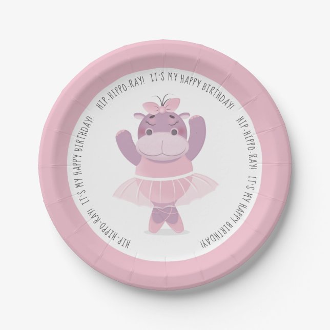 Prato De Papel Placa de Papel Hip Hippo Ray Hippo Ballerina (Frente)