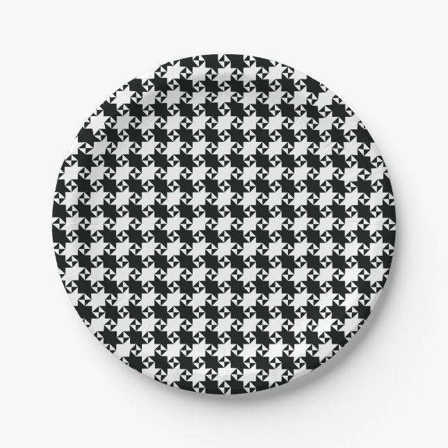 Prato De Papel Placa de papel houndstooth (Frente)