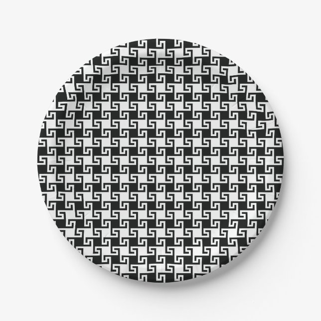 Prato De Papel Placa de papel houndstooth (Frente)