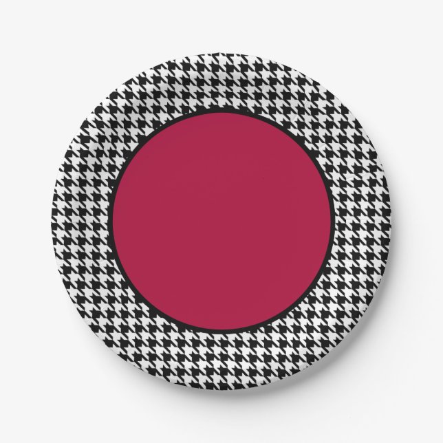 Prato De Papel Placa de papel houndstooth (Frente)