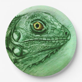 Prato De Papel Placa de papel ilustrada colorida - Iguana