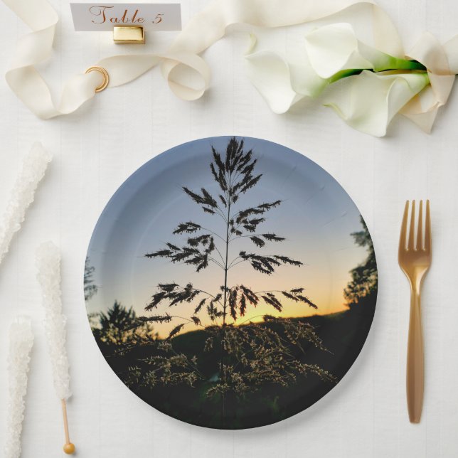 Prato De Papel Placa de papel Johnson Grass (Casamento)