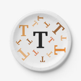 Prato De Papel Placa de papel - Letras embaralhadas em laranja e 