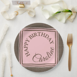 Prato De Papel Placa de papel marrom e rosa elegante