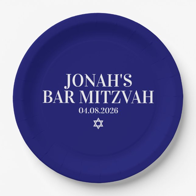 Prato De Papel Placa de papel Mitzvah do Bar Personalizado (Frente)