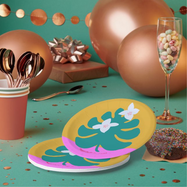 Prato De Papel Placa de papel moderna de aniversário de nome de p (Múltiplo)