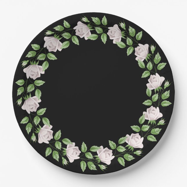 Prato De Papel Placa de papel moldada em rosa branca (Frente)