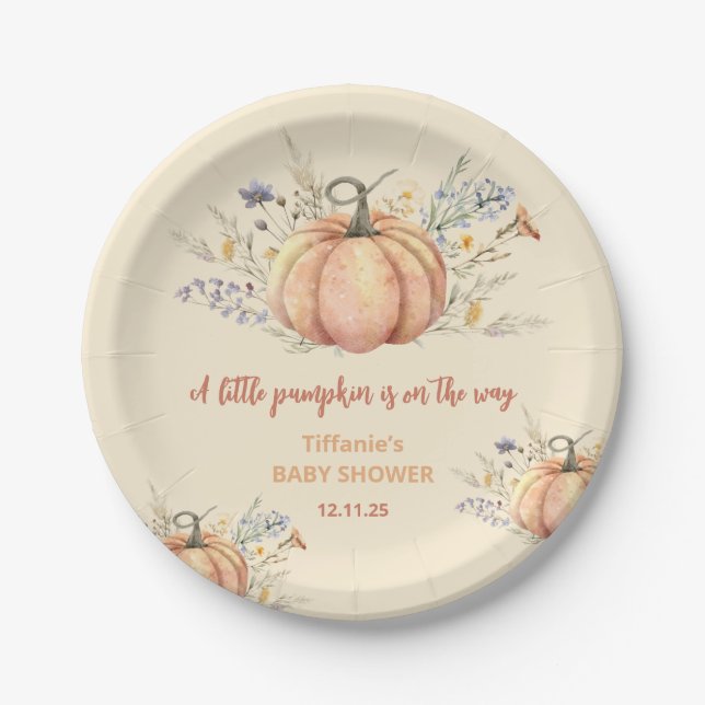 Prato De Papel Placa de papel para chás de fraldas florais de abó (Frente)