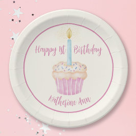 Prato De Papel Placa de papel para Cupcake de primeiro aniversari