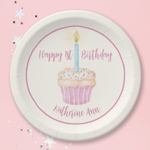 Prato De Papel Placa de papel para Cupcake de primeiro aniversari
