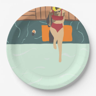 Prato De Papel Placa de papel para festas de Piscina no verão mod