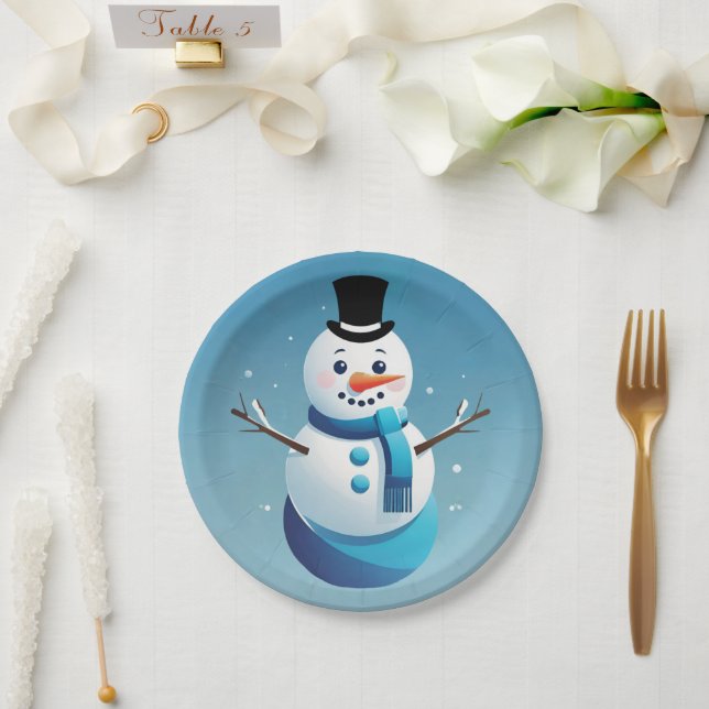 Prato De Papel Placa de Papel para Ilustração de Neve Fresca e Bo (Casamento)