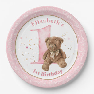 Prato De Papel Placa de papel para primeiro aniversario de Urso c