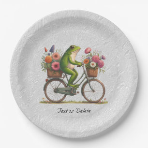 Prato De Papel Placa de papel para Sapo de bicicleta floral