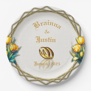 Prato De Papel Placa de papel para Tulipas Amarelas Elegantes Dou