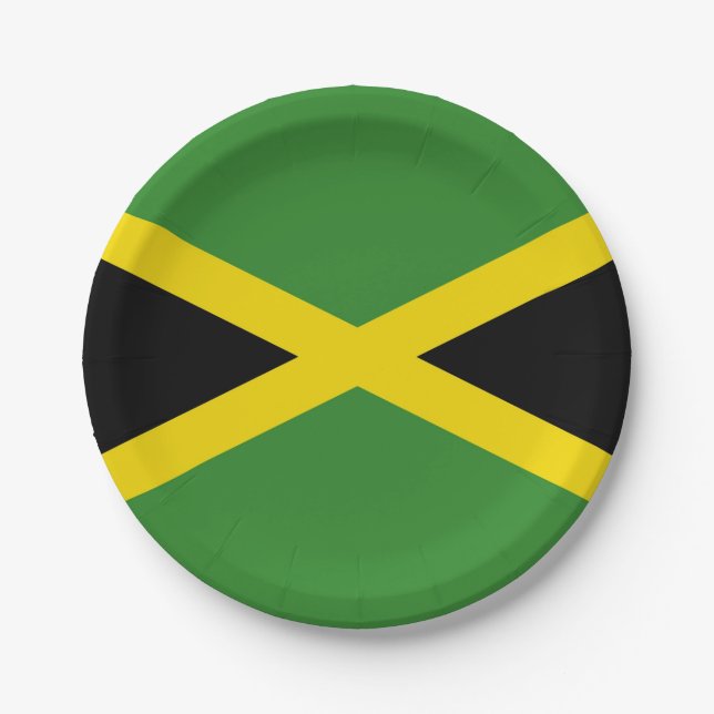 Prato De Papel Placa de papel Patriótica com bandeira da Jamaica (Frente)