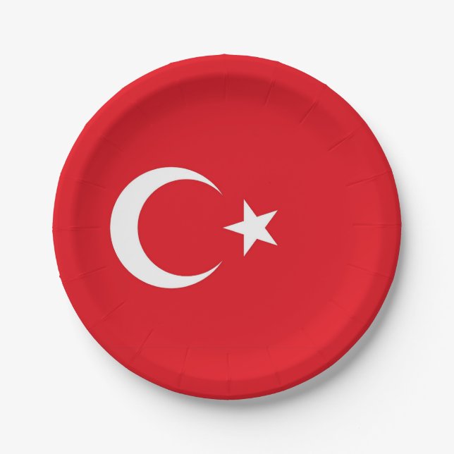 Prato De Papel Placa de papel Patriótica com bandeira da Turquia (Frente)
