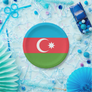 Prato De Papel Placa de papel Patriótica com bandeira do Azerbaij