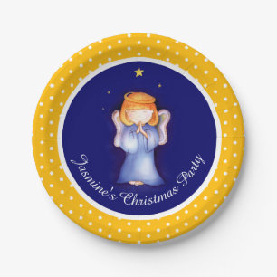 Prato De Papel Placa de papel personalizada anjo do Natal das