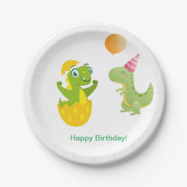 Prato De Papel Placa de Papel Personalizada Dinossauros para Bebê