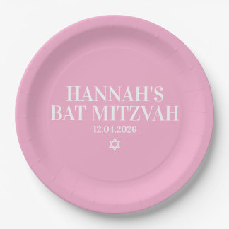 Prato De Papel Placa de papel personalizada do Bat Mitzvah