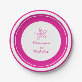Prato De Papel Placa de papel personalizado cor-de-rosa-estrela d