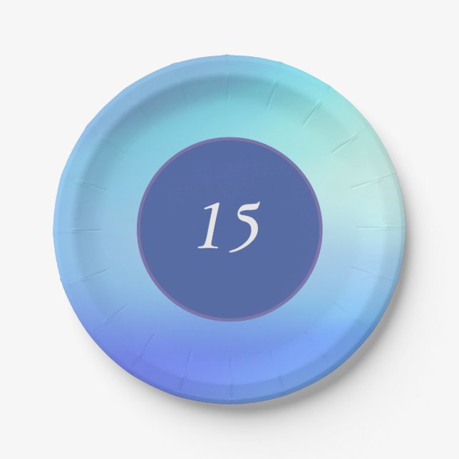 Prato De Papel Placa de papel personalizável azul (Frente)