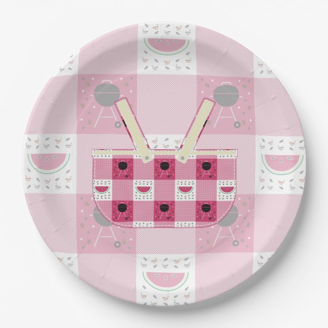 Prato De Papel Placa de Papel Picnic Summer (Frente)