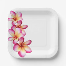 Placa de Papel Plumeria Rosa Quente