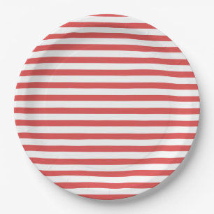 Prato De Papel Placa de papel Preppy Red & White Stripe