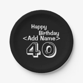 Prato De Papel Placa de papel preta personalizada aniversário de 