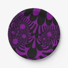Prato De Papel Placa de papel preto roxo