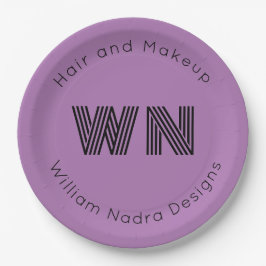 Prato De Papel placa de papel púrpura pálida monograma do logotip