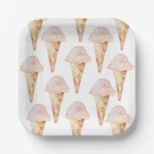 Placa de papel quadrada de sorvete Cone 7"