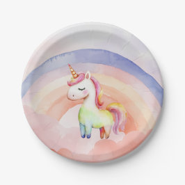 Prato De Papel Placa de papel Rainbow Unicorn