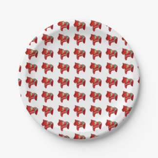 Prato De Papel Placa de papel Red Dala Horse