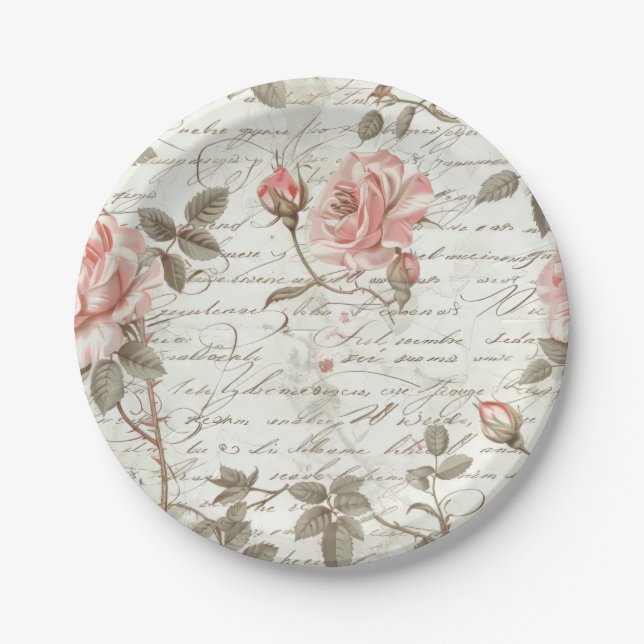 Prato De Papel Placa de papel rosa (Frente)