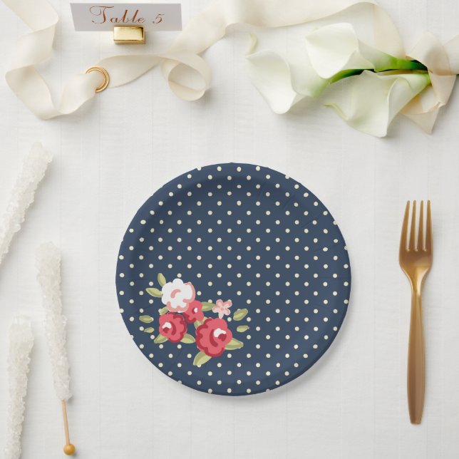 Prato De Papel Placa de papel Rosa azul (Casamento)