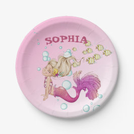 Prato De Papel Placa de papel, rosa, rosa-branca, Sereia
