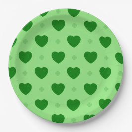 Prato De Papel Placa de Papel Shamrock Hearts